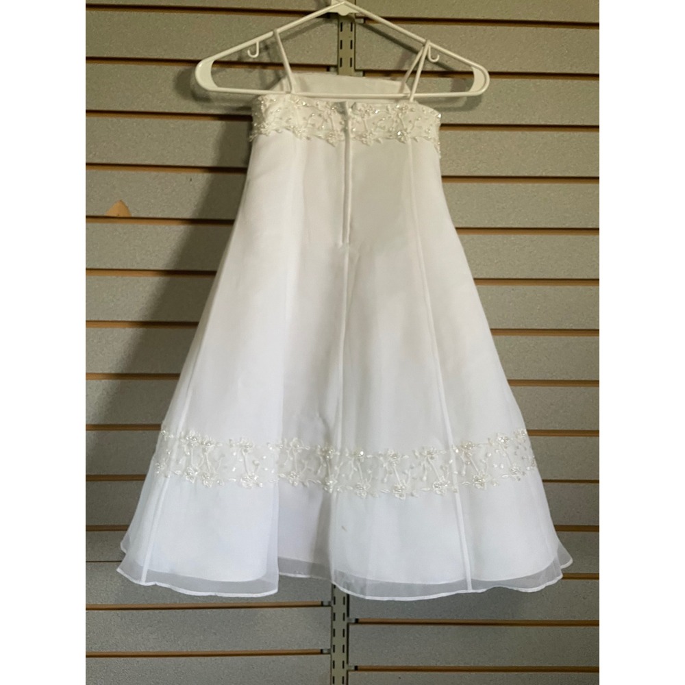 David's‎ Bridal White Flower Girl Dress Size 3 Beaded Formal Party - Picture 6 of 8